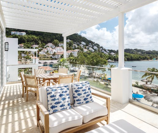 Windjammer Landing St Lucia terrace outdoor seating overlooking beach