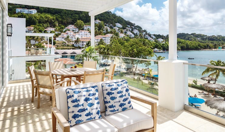 Windjammer Landing St Lucia terrace outdoor seating overlooking beach