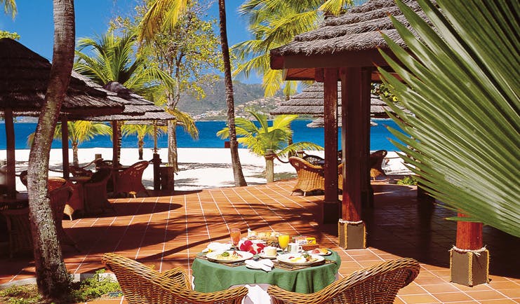 Palm Island St Vincent and the Grenadines restaurant outdoor dining on the beach