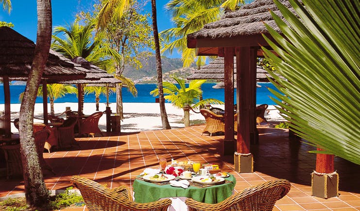 Palm Island St Vincent and the Grenadines restaurant outdoor dining on the beach