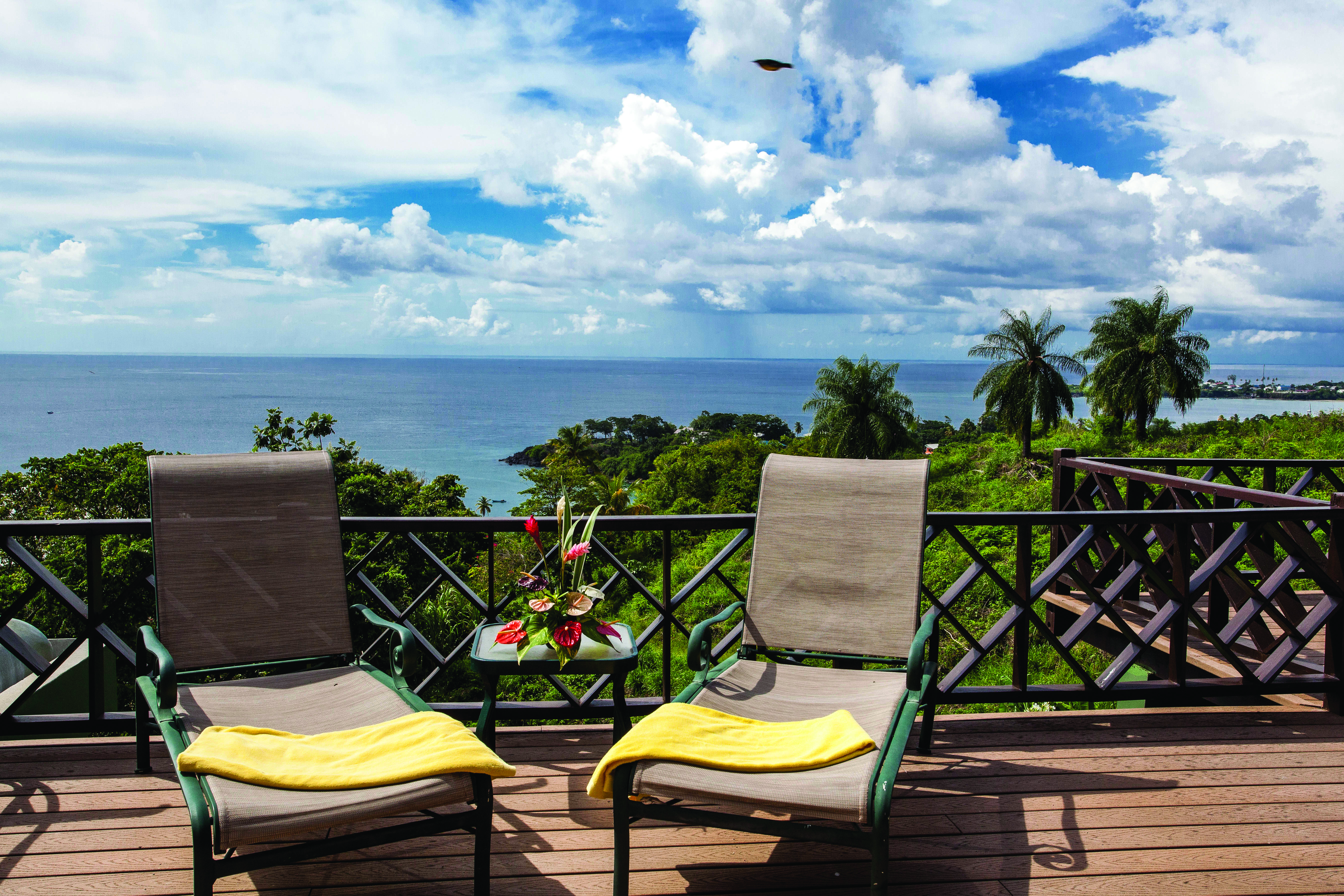 The Villas at Stonehaven Tobago balcony sun loungers ocean view
