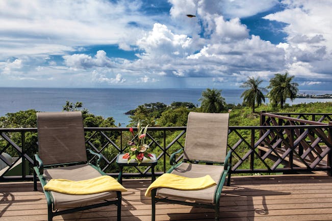 The Villas at Stonehaven Tobago balcony sun loungers ocean view