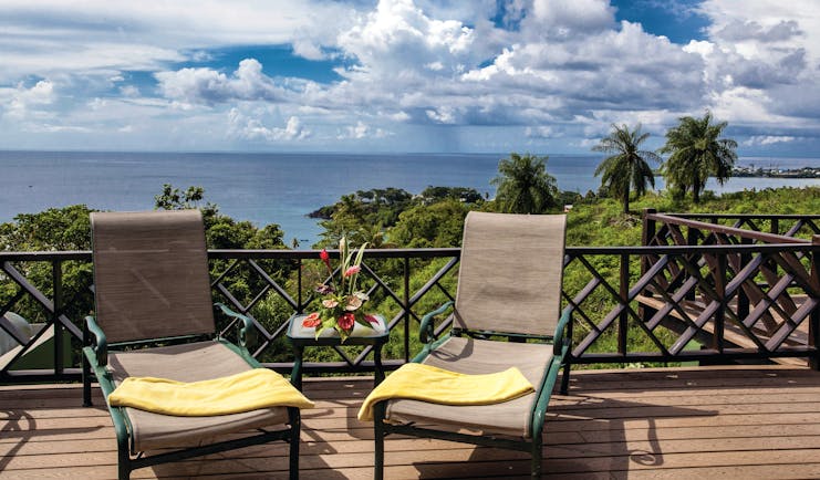 The Villas at Stonehaven Tobago balcony sun loungers ocean view