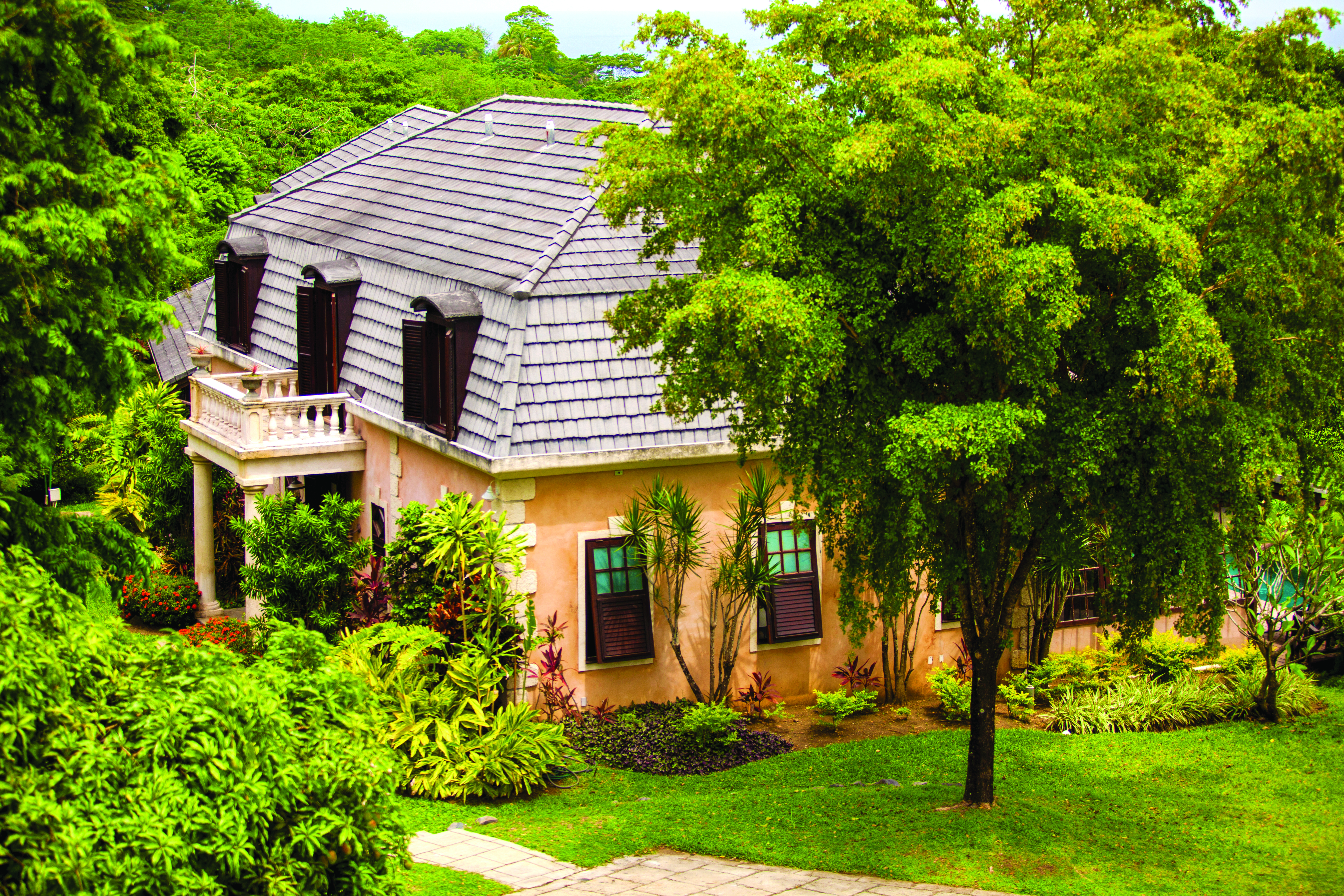 The Villas at Stonehaven Tobago main building exterior palm trees