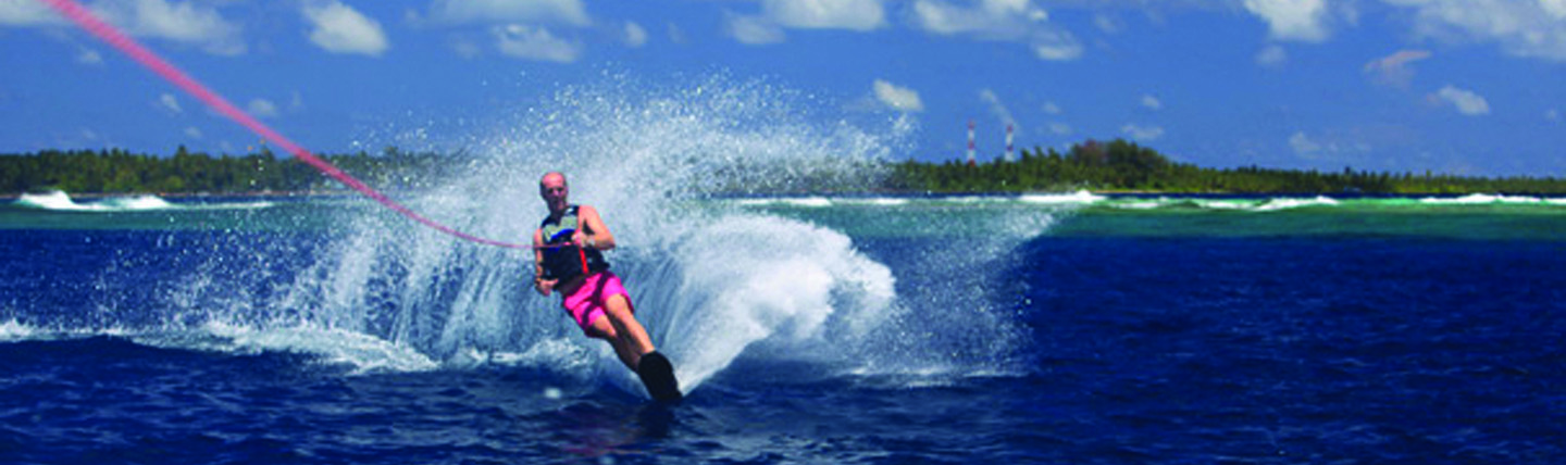 Man on water skis in Maldives