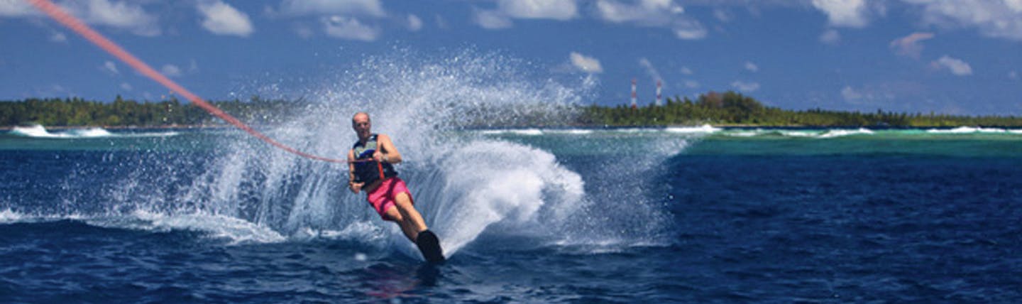 Man on water skis in Maldives
