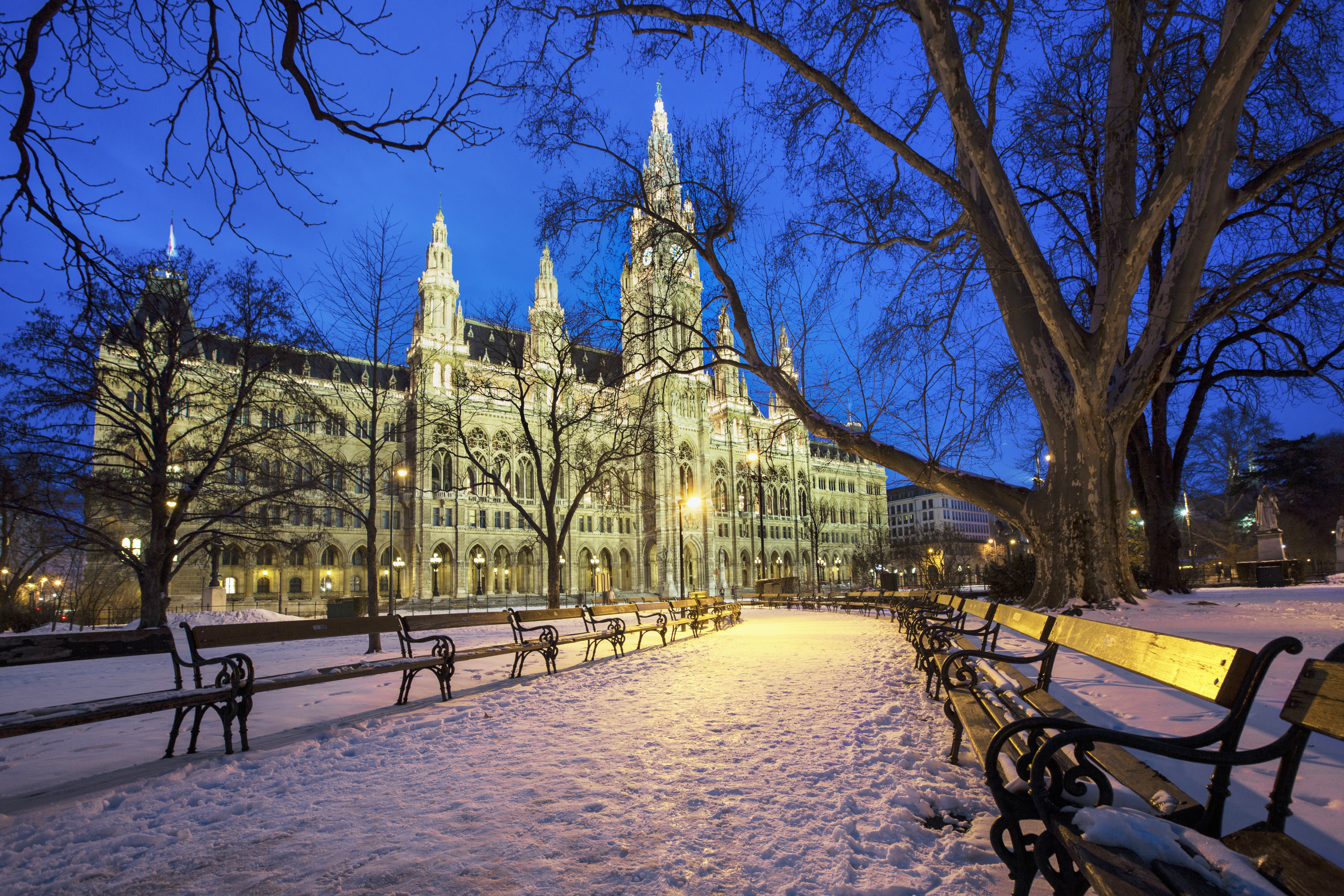 Austria Vienna Rathaus snow