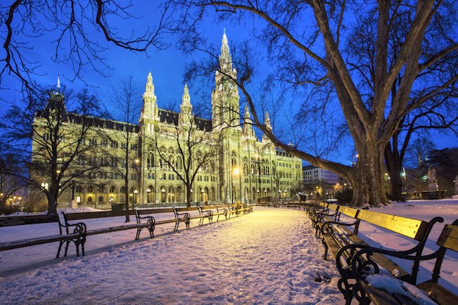 Austria Vienna Rathaus snow