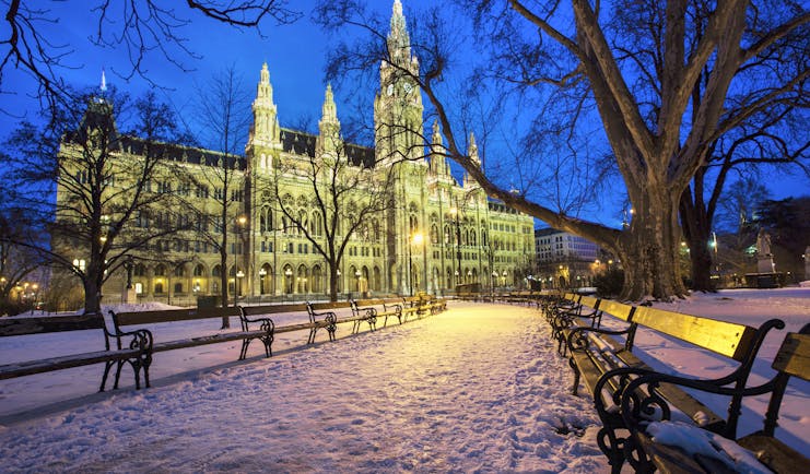 Austria Vienna Rathaus snow
