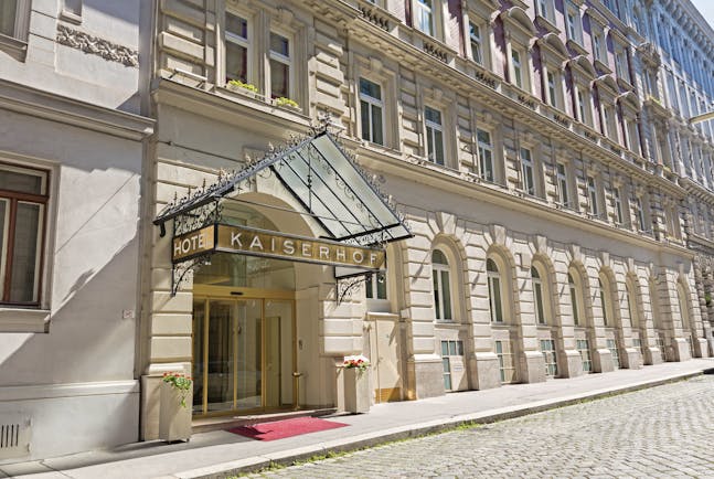 Hotel Kaiserhof Vienna exterior large white building with a sign reading 'Kaiserhof'