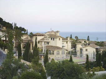 Columbia Beach Resort Cyprus exterior panoramic view of white building near the sea