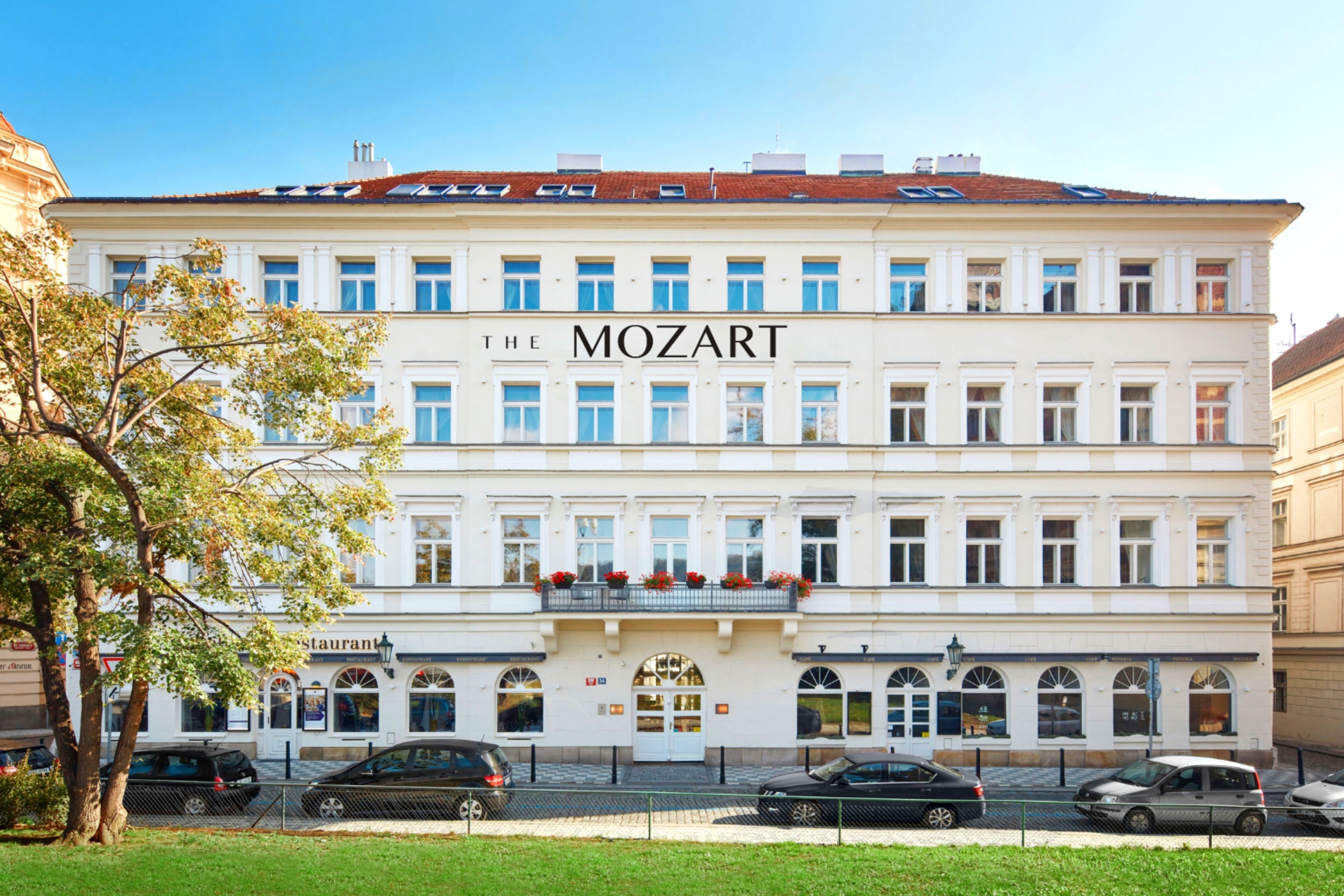 Mozart hotel in Prague white building