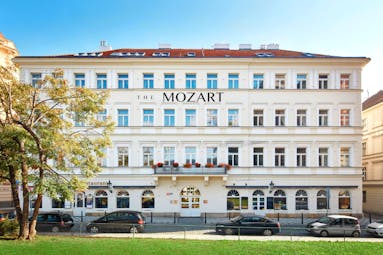 Mozart hotel in Prague white building