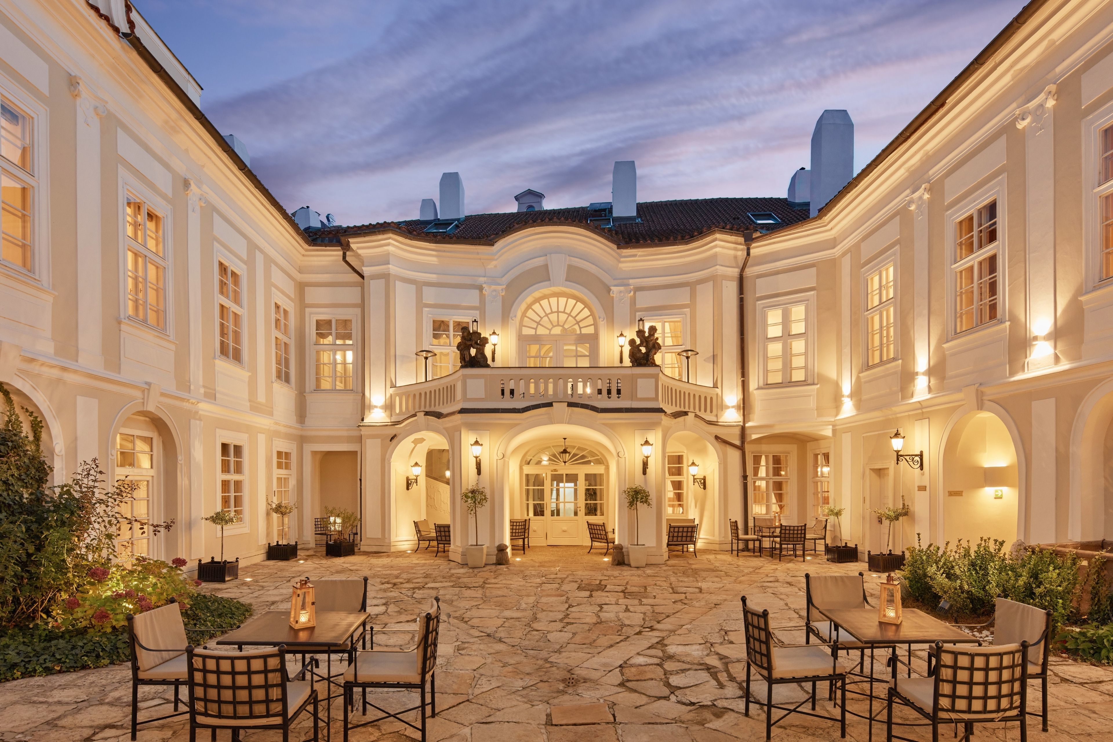 Mozart hotel in Prague white building