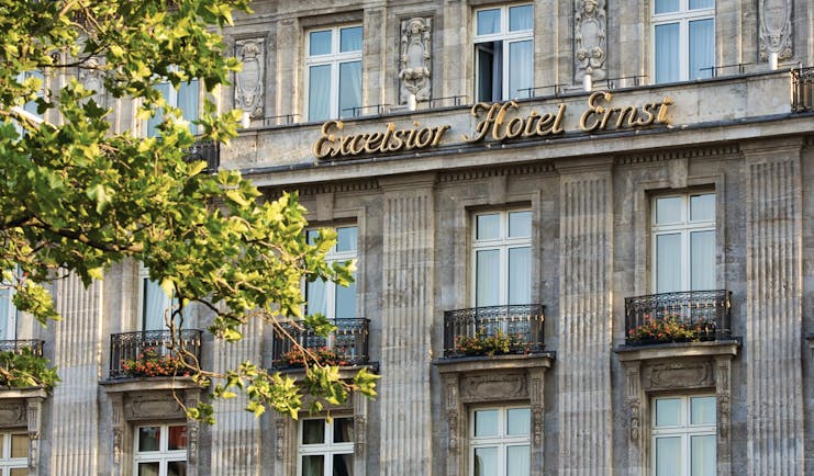 Excelsior Hotel Ernest Cologne exterior grey stone building with balconies