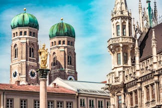 Towers and spires of churches in Munich