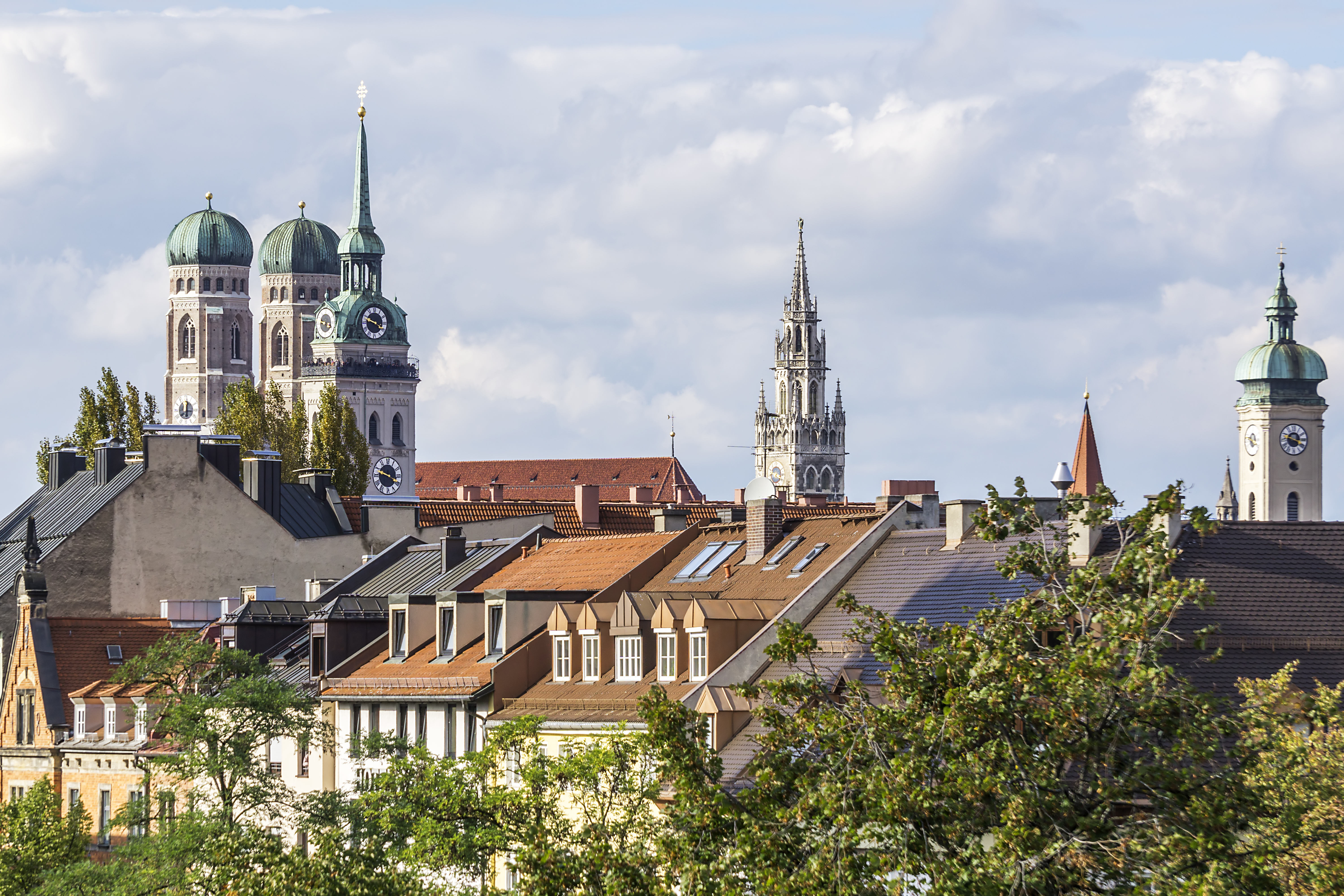 Rounded domes of Munich Frauenkirche