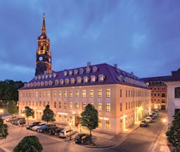 Hotel Buelow Dresden exterior large cream building with grey roof and windows