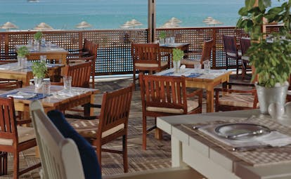 Blue Palace Greece dining outdoor terrace dining area 