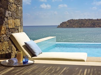 Blue Palace Greece superior bungalow pool private pool area with sea view 