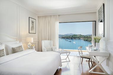 White room with balcony and sea view Corfu Imperial
