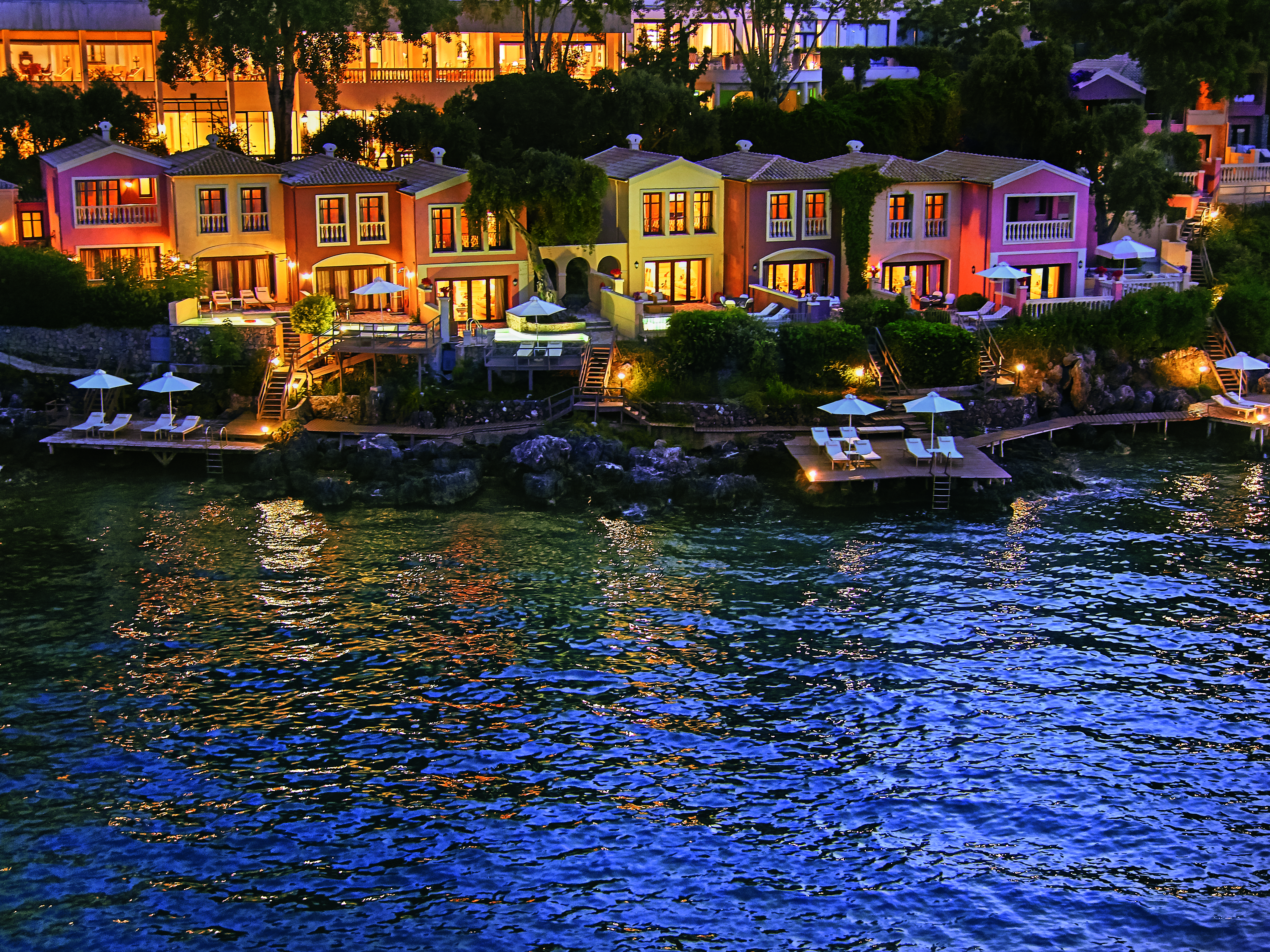 Italianate palazzi and villas on the water at Corfu Imperial