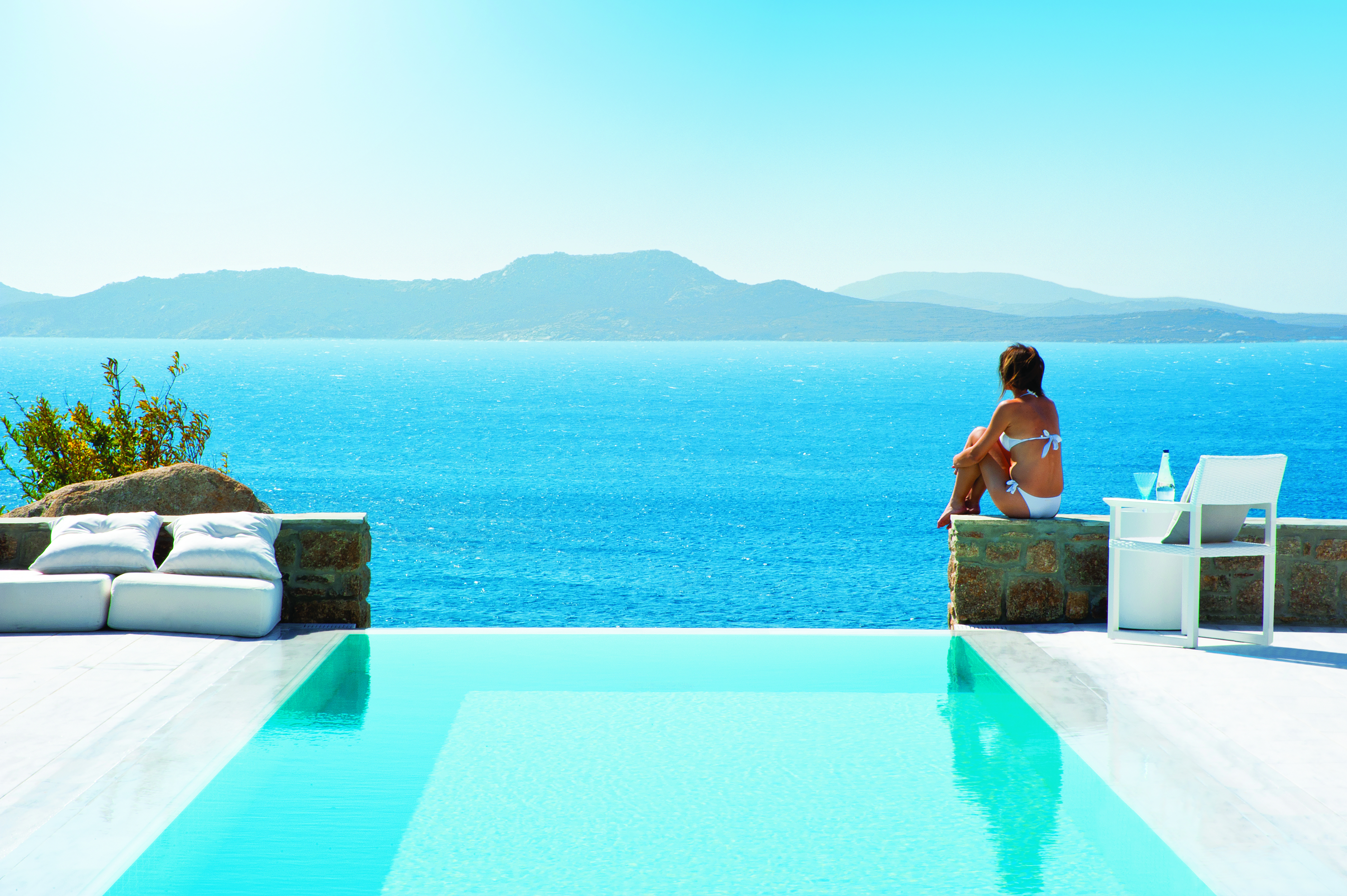 Mykonos Grand Hotel Greece private pool with sea view