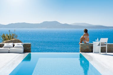 Mykonos Grand Hotel Greece private pool with sea view