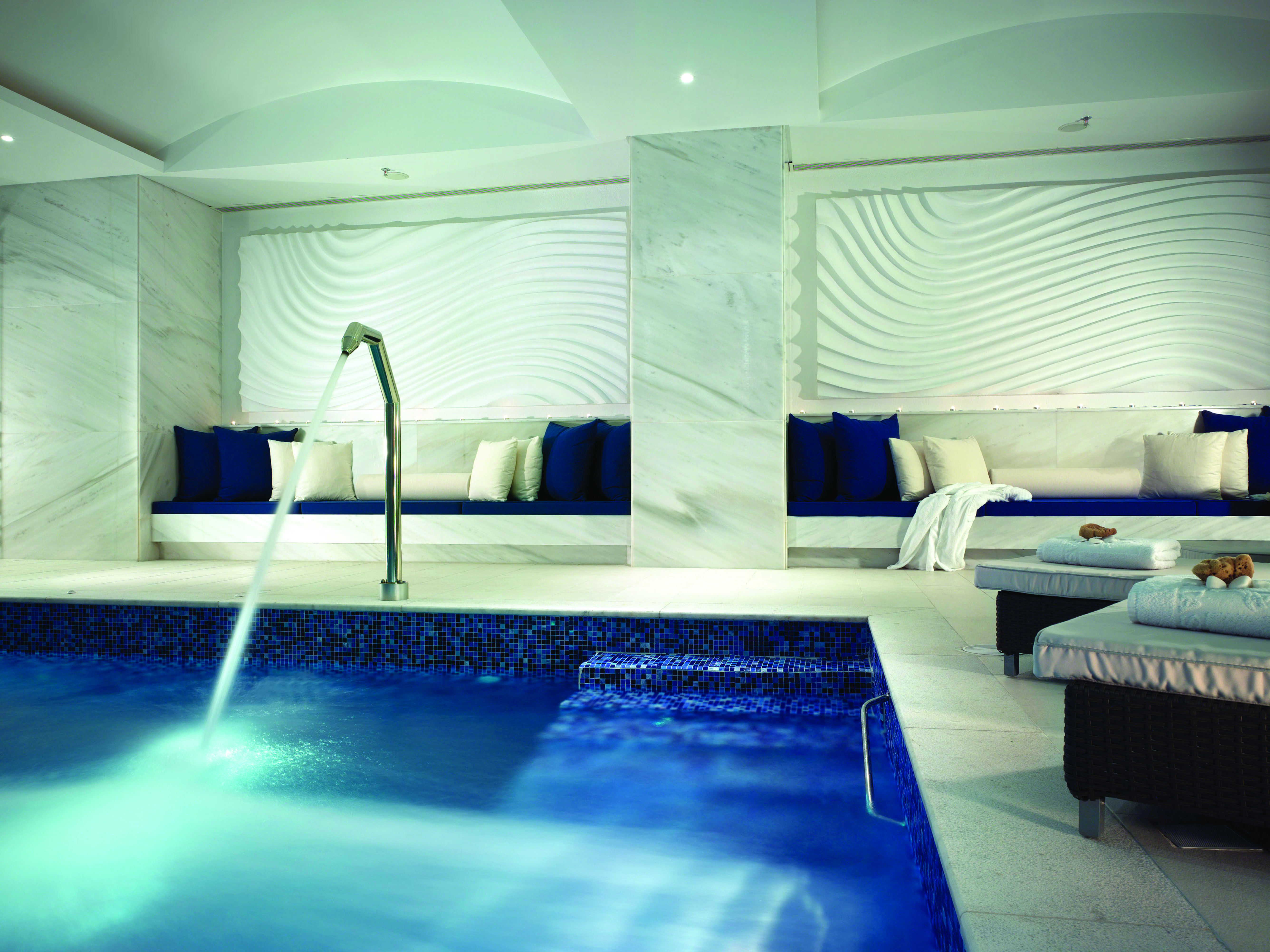 Petasos Beach Resort Greece indoor spa pool with sofas