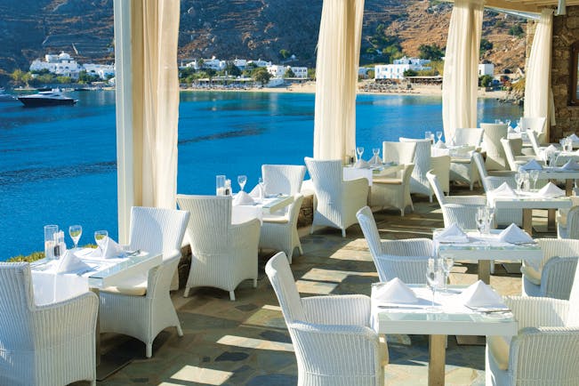 Petasos Beach Resort Greece terrace dining area with sea views