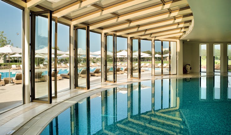 Porto Sani Greece indoor pool with large windows