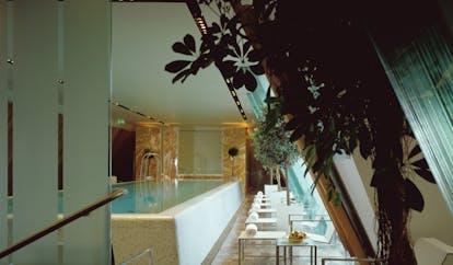 Four Seasons Gresham Palace Hungary spa indoor pool modern decor loungers