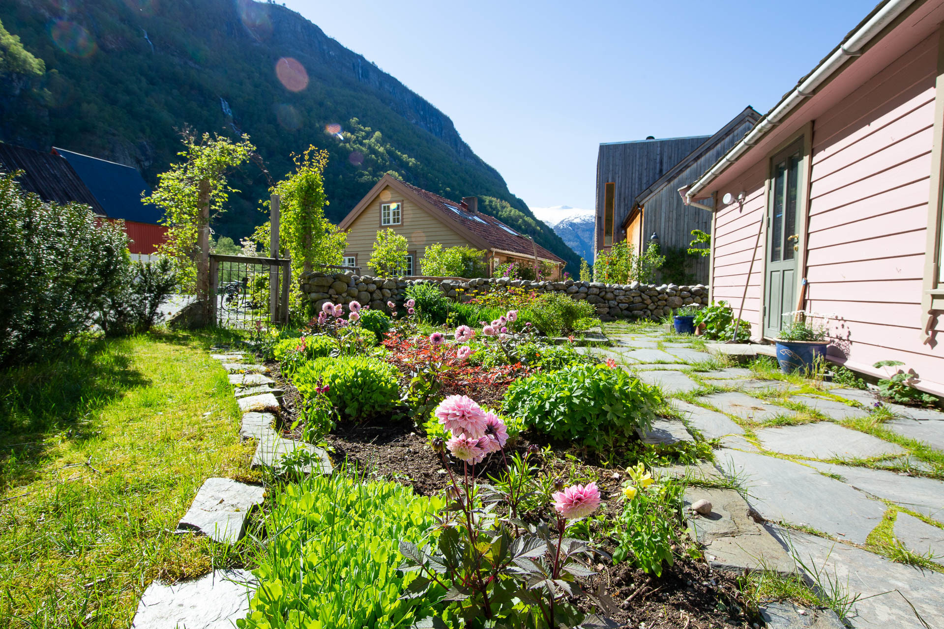 292 Aurland pink wooden cabin and garden