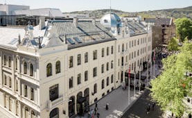Britannia Hotel exterior showing entrance and flag