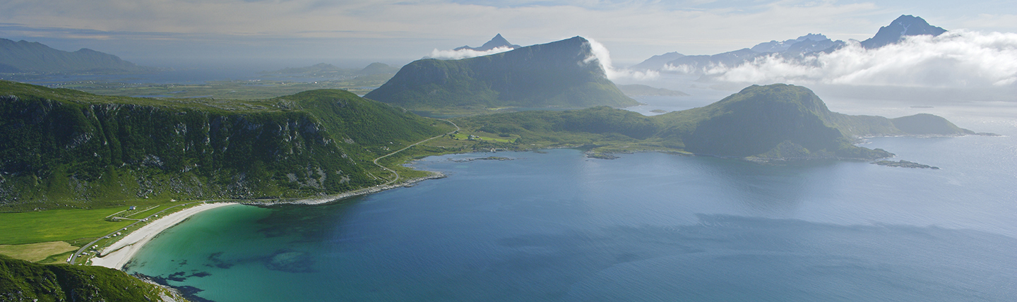 Blues and greens of sea and mountains Lofoten