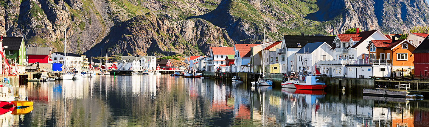Fishing village Henningsvaer in the Lofoten islands Norway