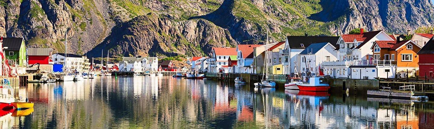 Fishing village Henningsvaer in the Lofoten islands Norway