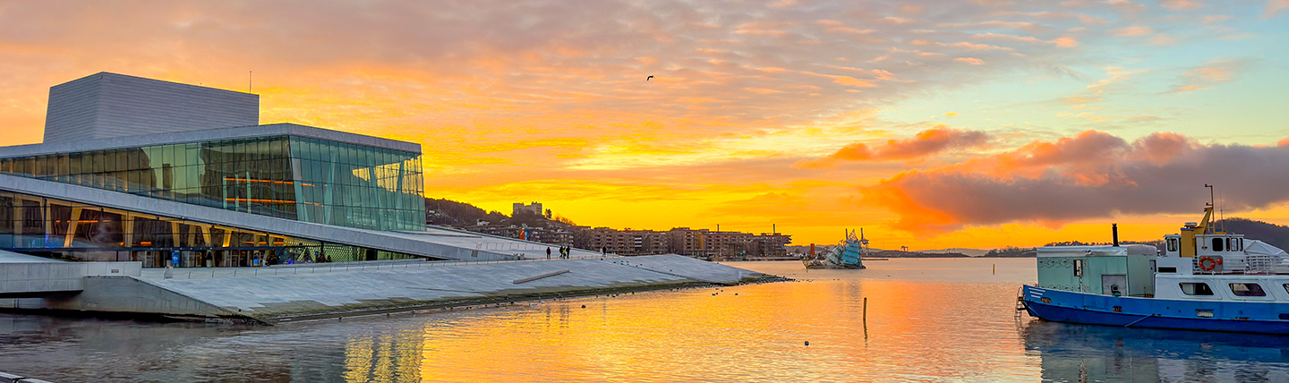 Sunset in Oslo by Opera house