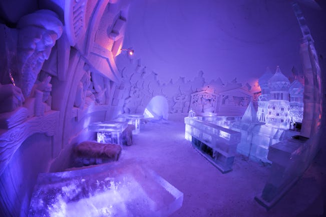 Snowhotel Kirkenes bar inside room of ice