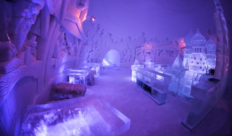 Snowhotel Kirkenes bar inside room of ice