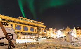 Thon Hotel Harstad snow scene outside the modern hotel building