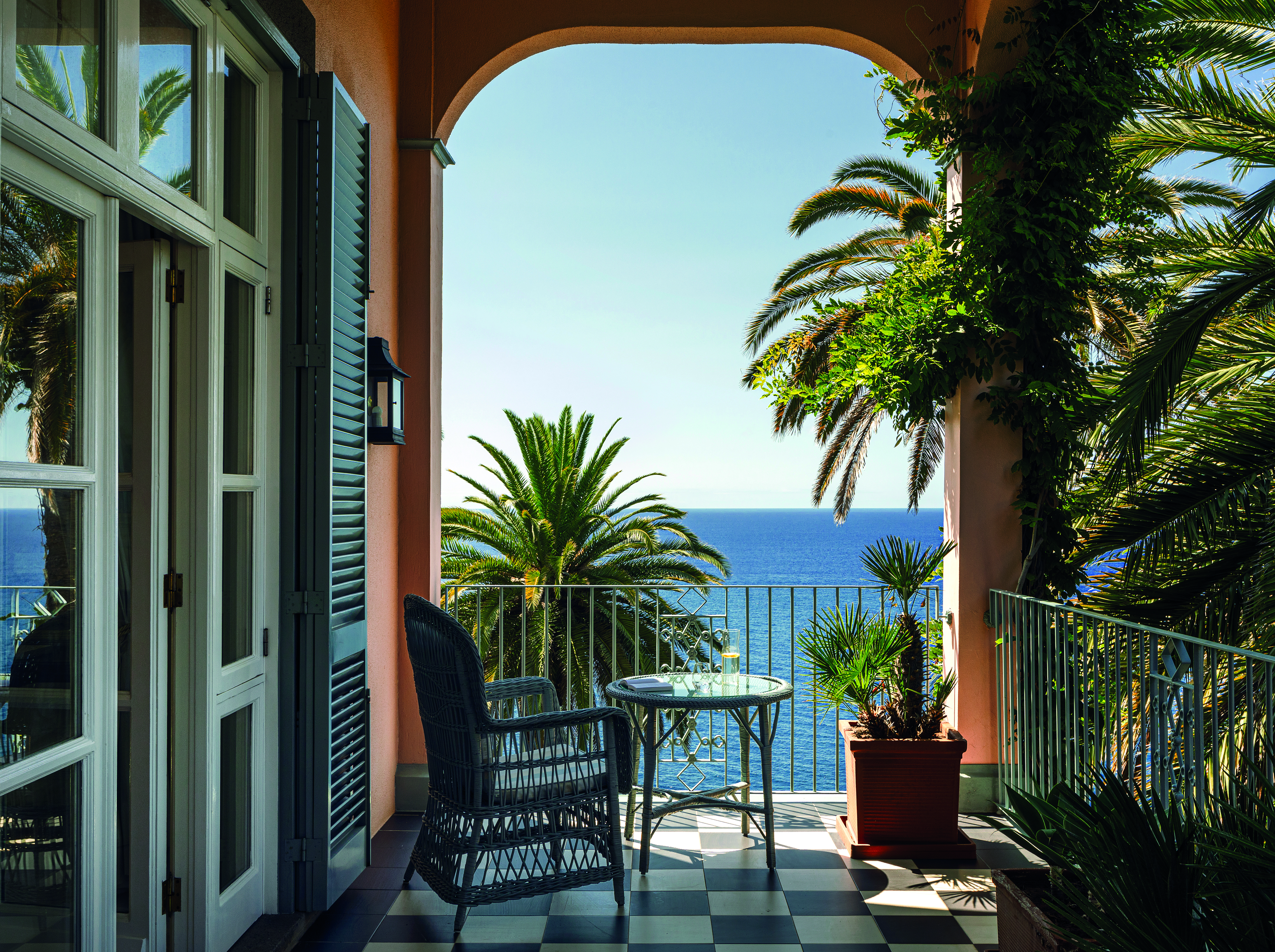 Palatial hotel on cliff overlooking sea