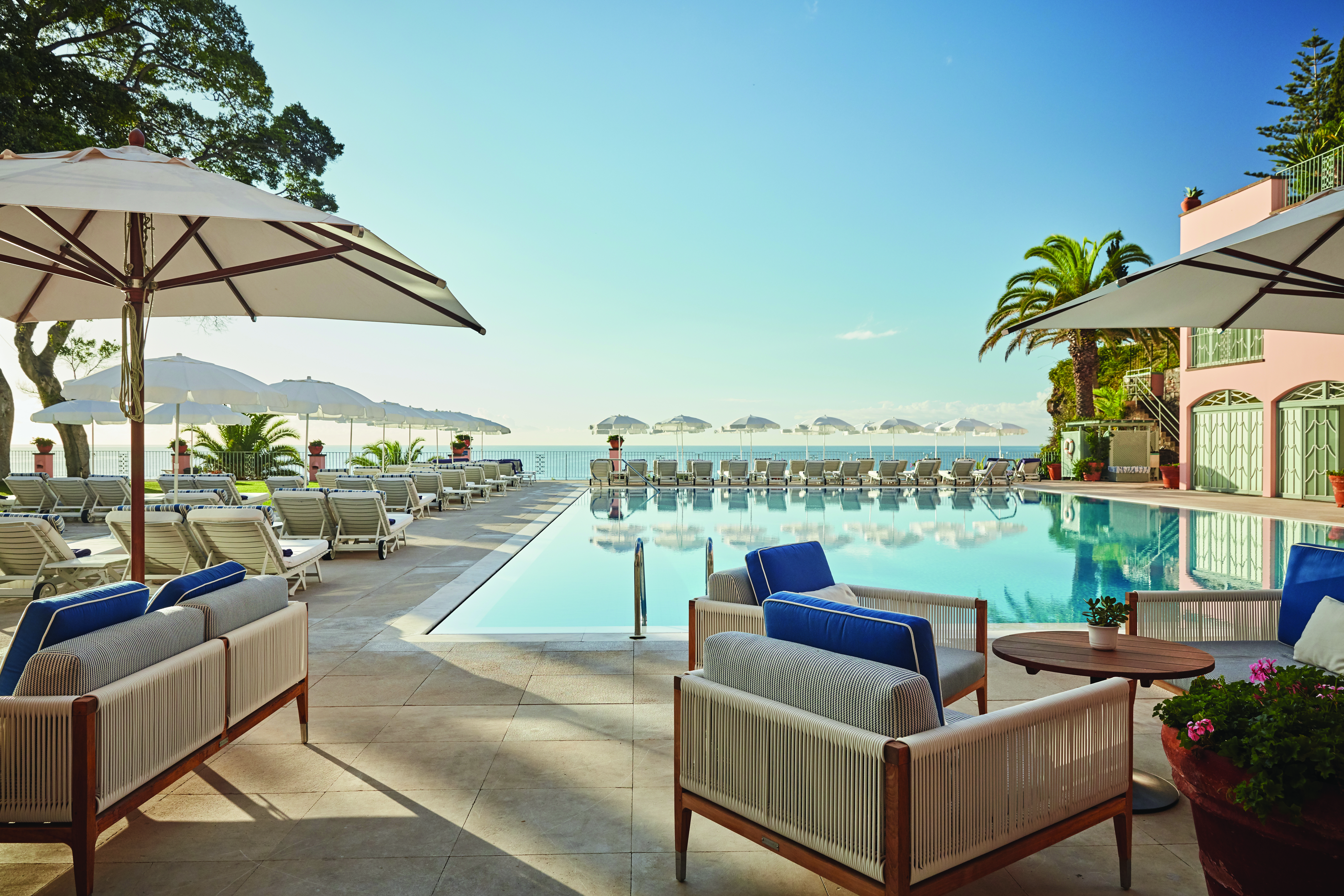 Palatial hotel on cliff overlooking sea