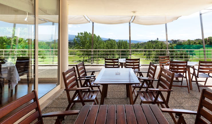 Casa da Calcada Portugal golf terrace covered outdoor seating terrace with view of golf course