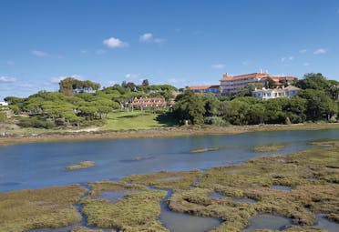 Quinta do Lago Portugal lagoon view of the hotel and grounds across a lagoon
