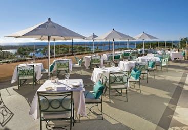 Quinta do Lago Portugal terrace balcony dining area with umbrellas