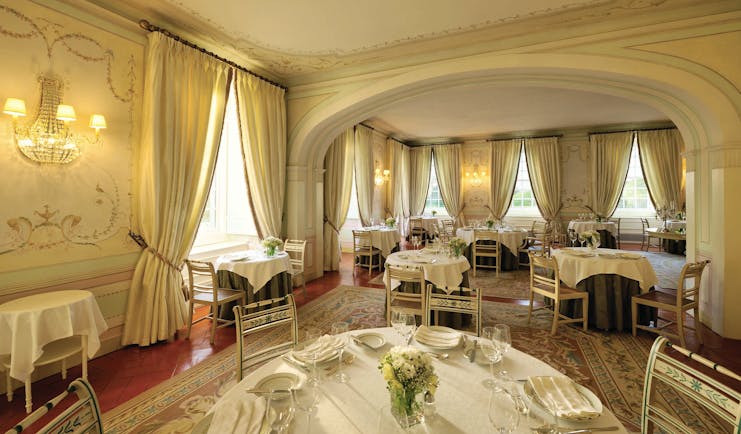 Tivoli Palacio de Seteais Portugal restaurant daytime dining area with archway and draped curtains