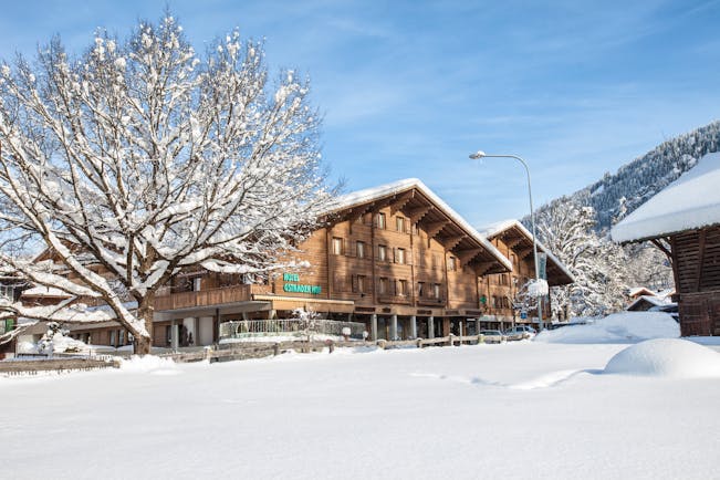 Gstaaderhof wooden modern chalet in the snow