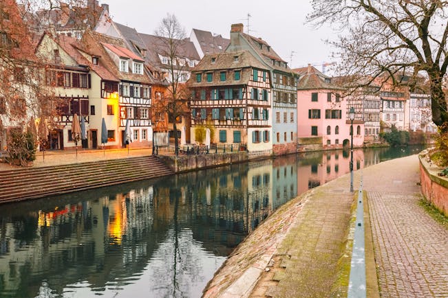 Half timbered coloured houses in Strasbourg la Petite France