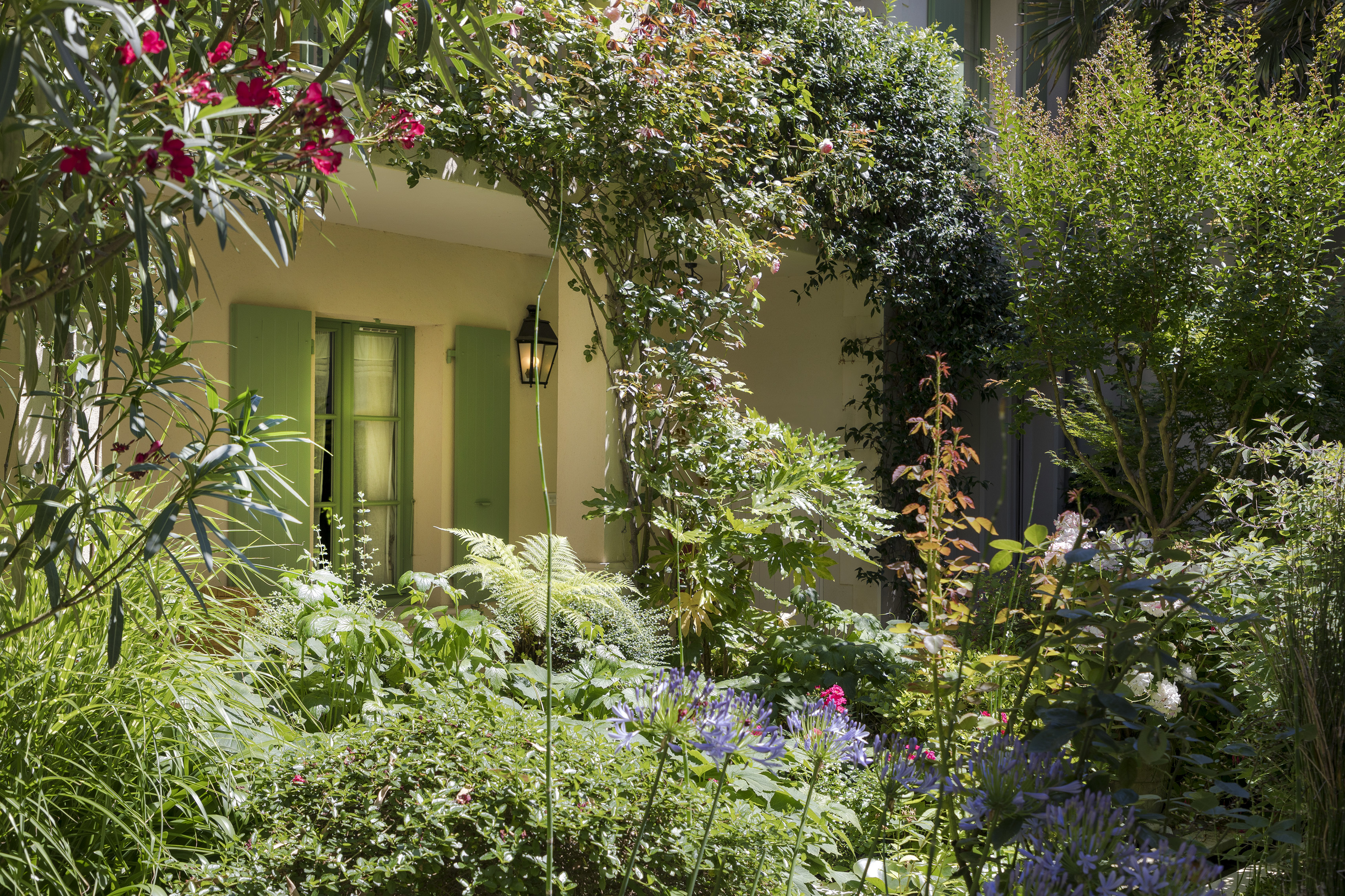 Hotel de Toiras garden with plants and flowers